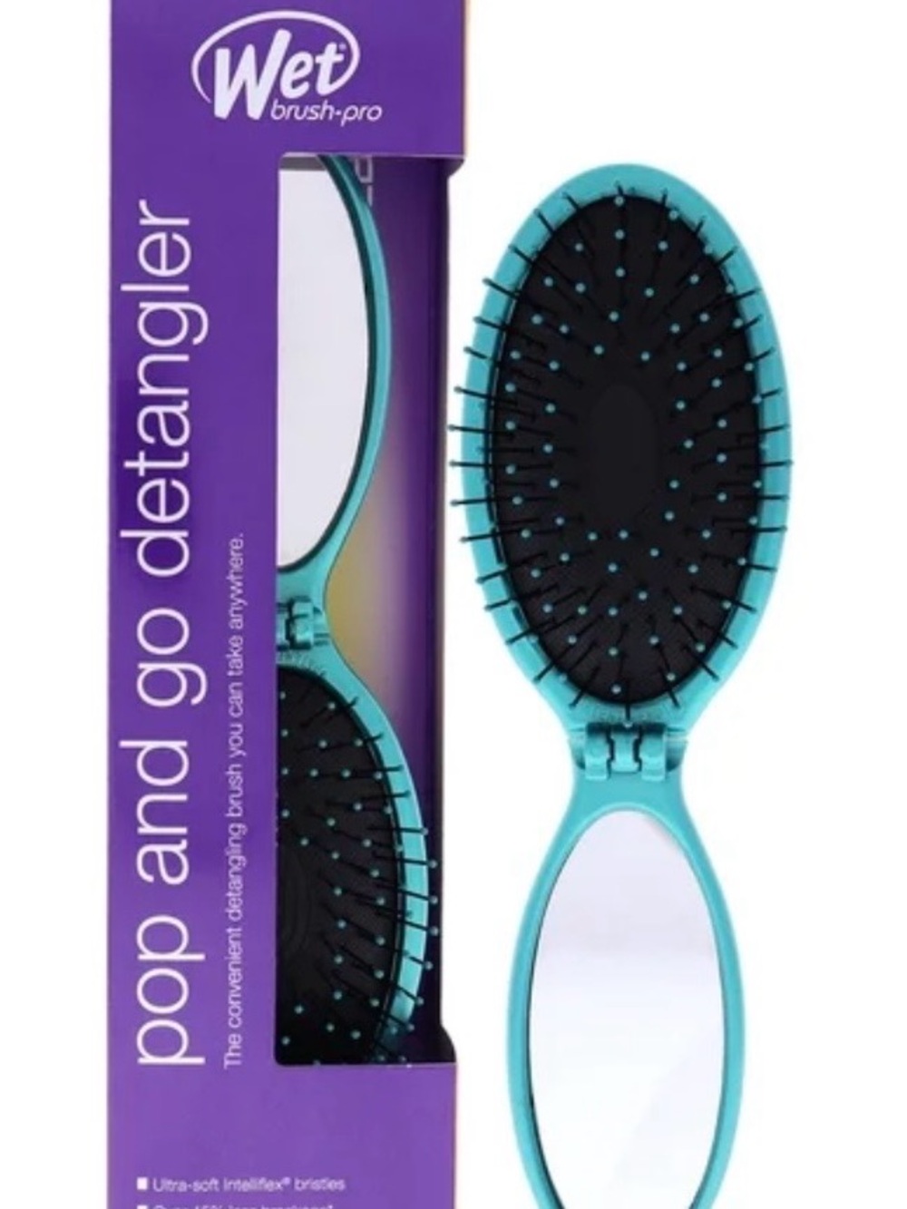 Wet Brush Pro Teal Pop and Go Detangler with Mirror